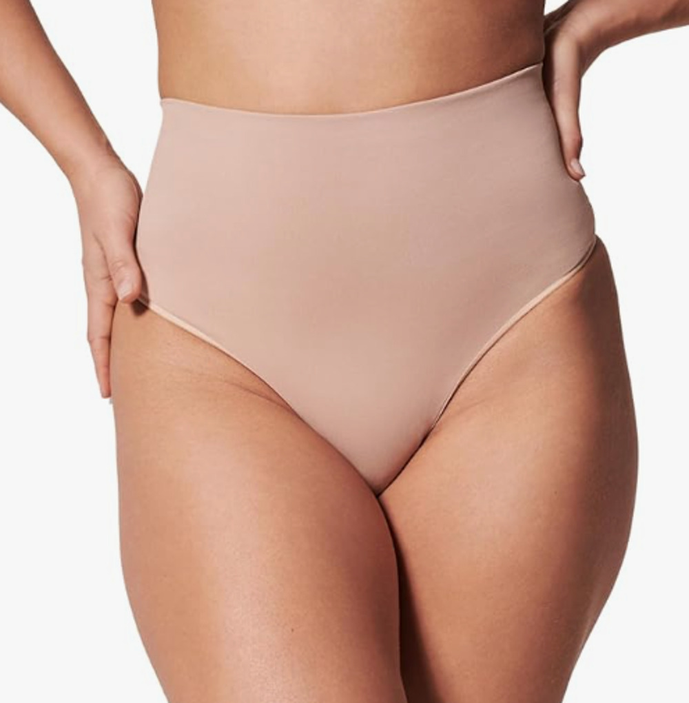 SPANX Women's EcoCare Seamless Shaping Thong Small Toasted Oatmeal 40048R NWT